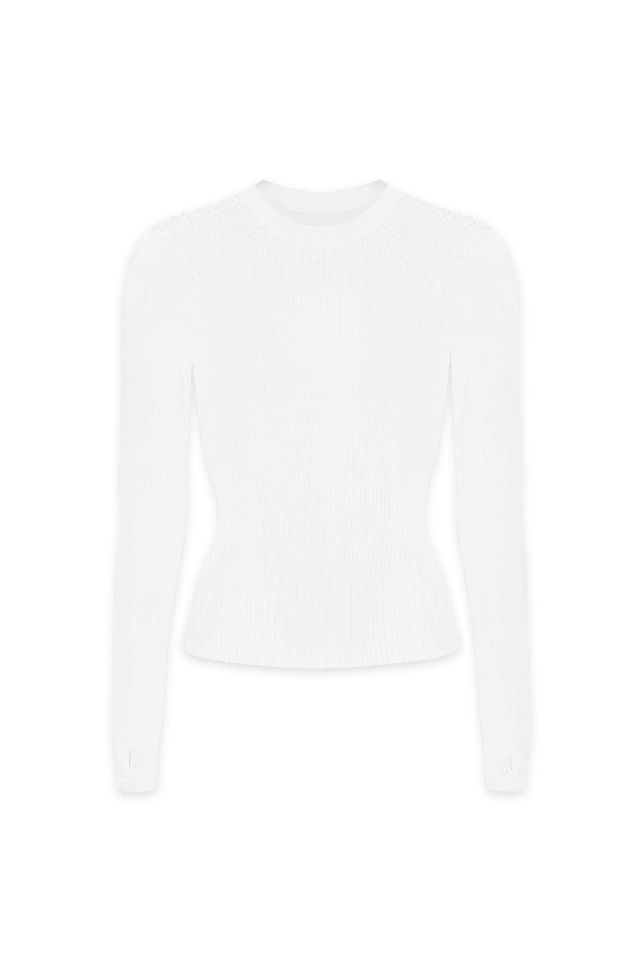 Peep Long Sleeve Top in White